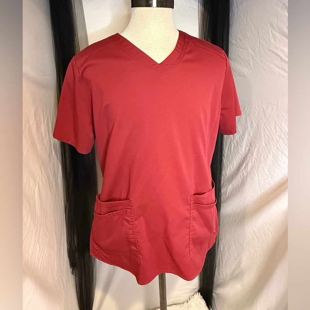 Grey's Anatomy Women's Red V-Neck Scrub Top